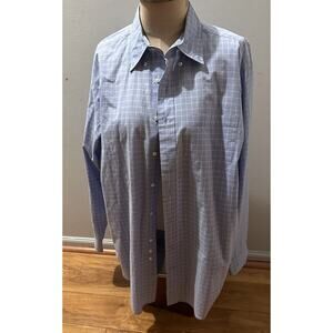 Men’s Shirt Brooks Brothers 16 1/2‎ - 24 Blue And White Checked All Cotton